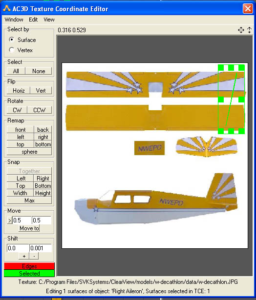 Image shows surface in texture editor